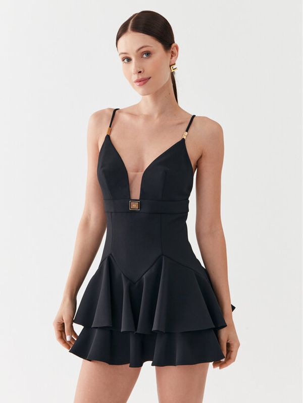 Elisabetta Franchi Elisabetta Franchi Коктейлна рокля AB-410-36E2-V400 Черен Regular Fit