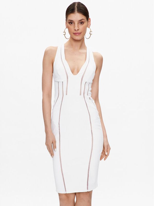 Elisabetta Franchi Elisabetta Franchi Коктейлна рокля AB-449-32E2-V360 Бял Slim Fit