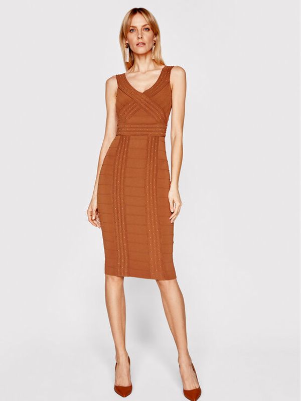 Elisabetta Franchi Elisabetta Franchi Коктейлна рокля AM-72S-11E2-V520 Кафяв Slim Fit