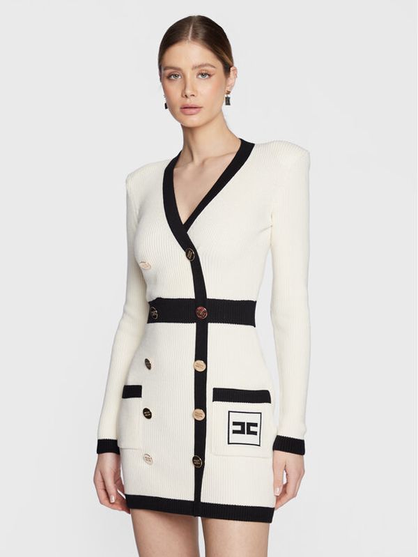 Elisabetta Franchi Elisabetta Franchi Плетена рокля AM-69Q-31E2-V670 Екрю Slim Fit