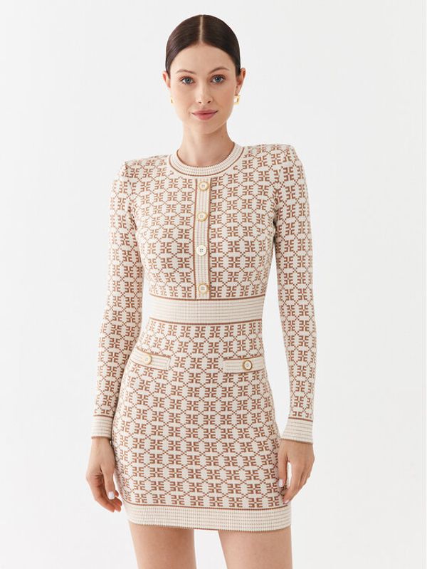 Elisabetta Franchi Elisabetta Franchi Плетена рокля AM-94Q-36E2-V550 Бежов Slim Fit