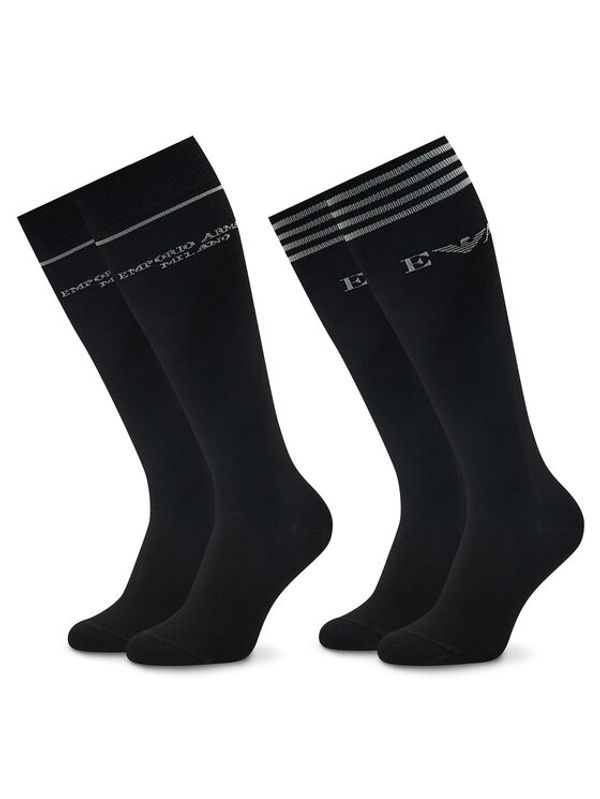 Emporio Armani Emporio Armani Комплект 2 чифта дълги чорапи мъжки 302301 2F273 00020 Черен