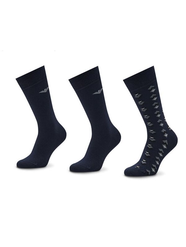 Emporio Armani Emporio Armani Комплект 3 чифта дълги чорапи мъжки 302402 2F283 01736 Тъмносин