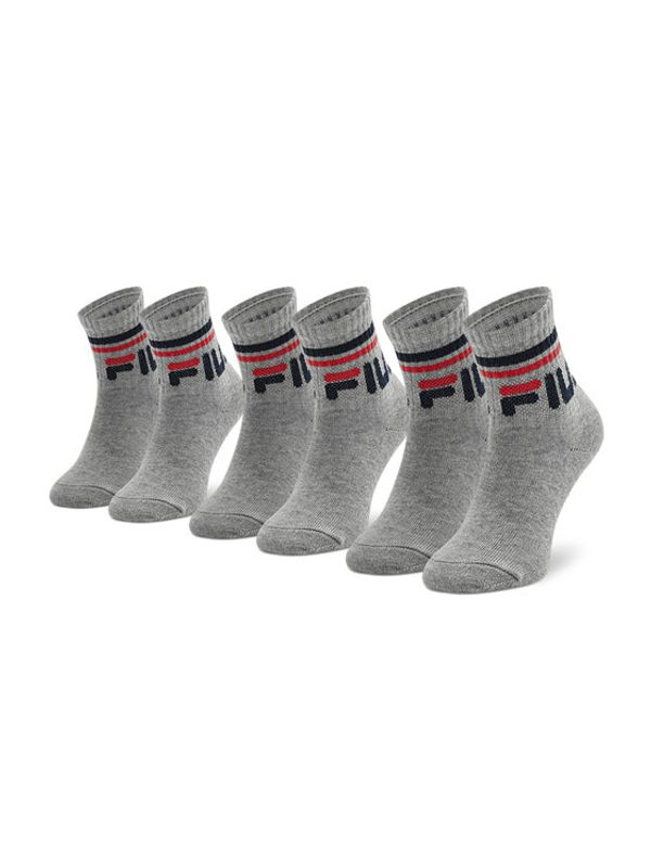 Fila Fila Комплект 3 чифта дълги чорапи детски Calza Quarter F8338 Сив