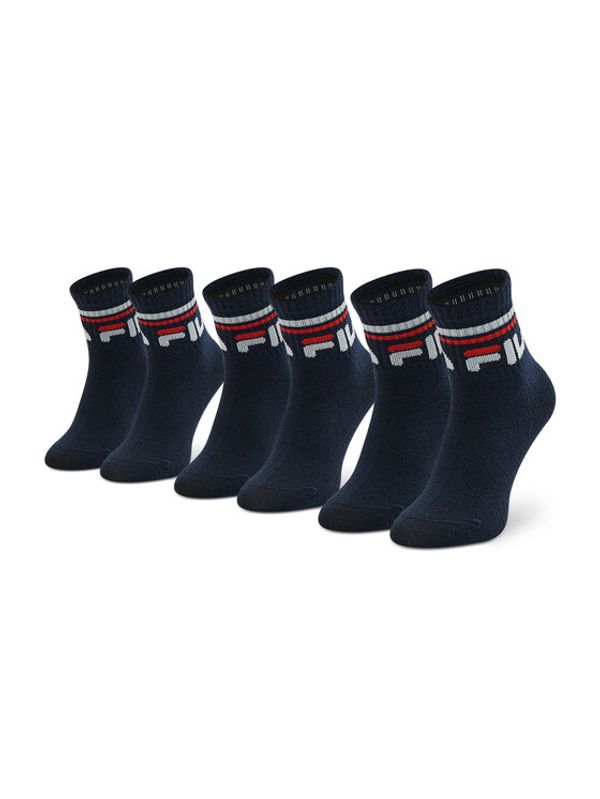 Fila Fila Комплект 3 чифта дълги чорапи детски Calza Quarter F8338 Тъмносин