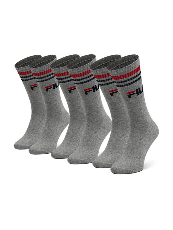 Fila Fila Комплект 3 чифта дълги чорапи мъжки Calze F9090 Сив