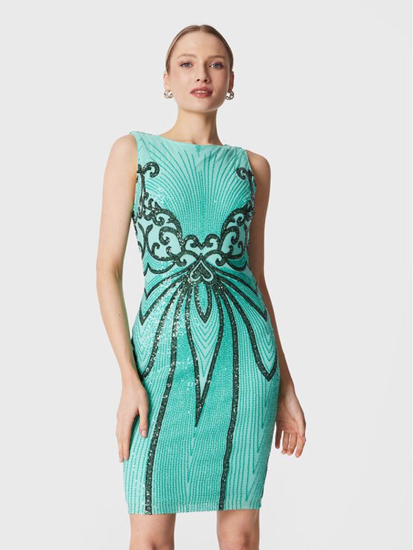 Fracomina Fracomina Коктейлна рокля FQ23SD1002W53601 Зелен Slim Fit