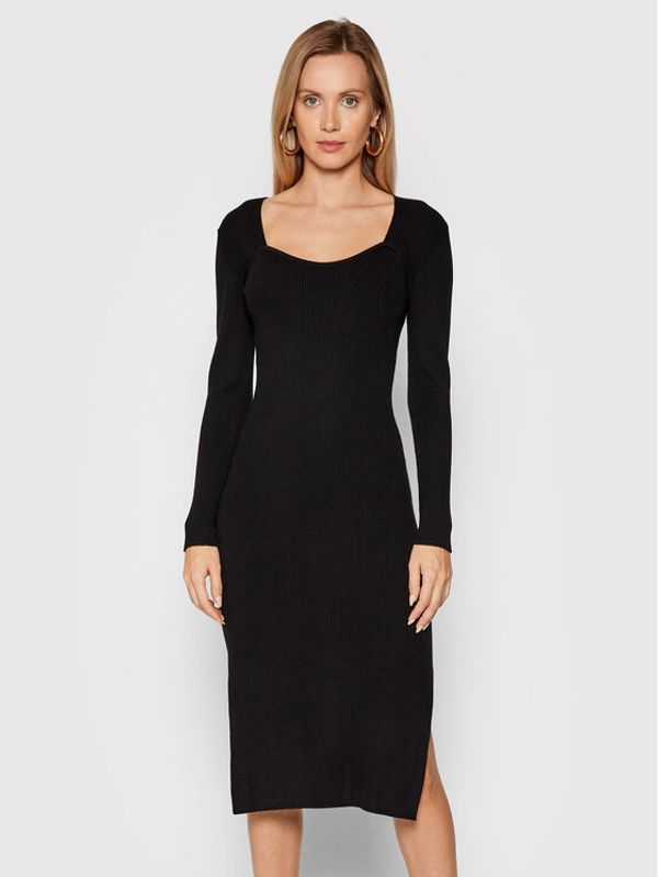 Fracomina Fracomina Плетена рокля F321WD5012K48101 Черен Slim Fit