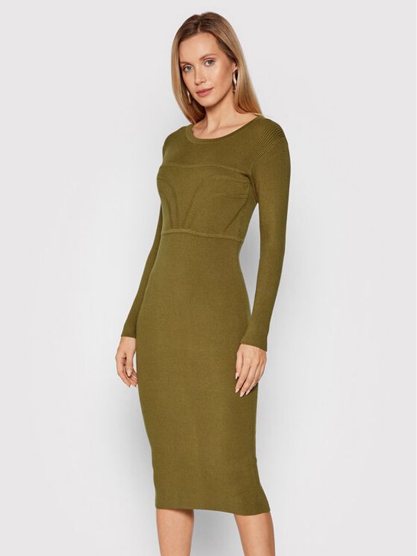 Fracomina Fracomina Плетена рокля F321WD5013K48201 Зелен Slim Fit
