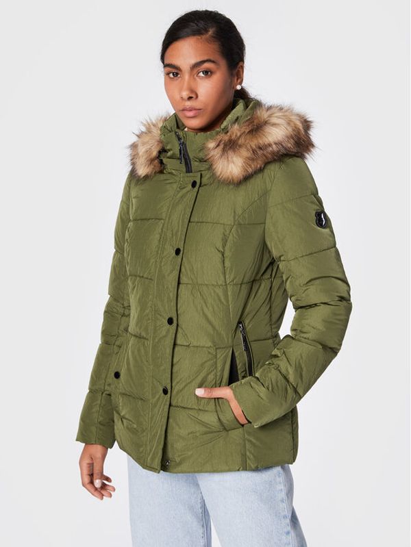 Fransa Fransa Пухено яке Frbac 20610815 Зелен Regular Fit