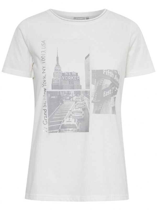 Fransa Fransa Тишърт 20611758 Бял Regular Fit