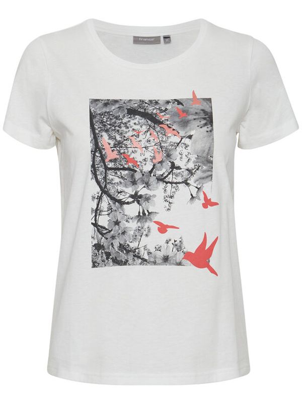 Fransa Fransa Тишърт 20611872 Бял Regular Fit