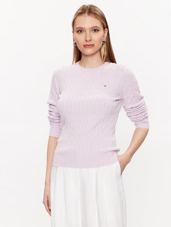 Gant Gant Пуловер Stretch Cable Crew 480021 Виолетов Slim Fit