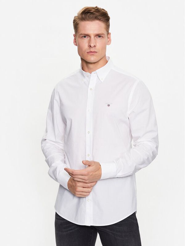 Gant Gant Риза Broadcloth 3046402 Бял Slim Fit