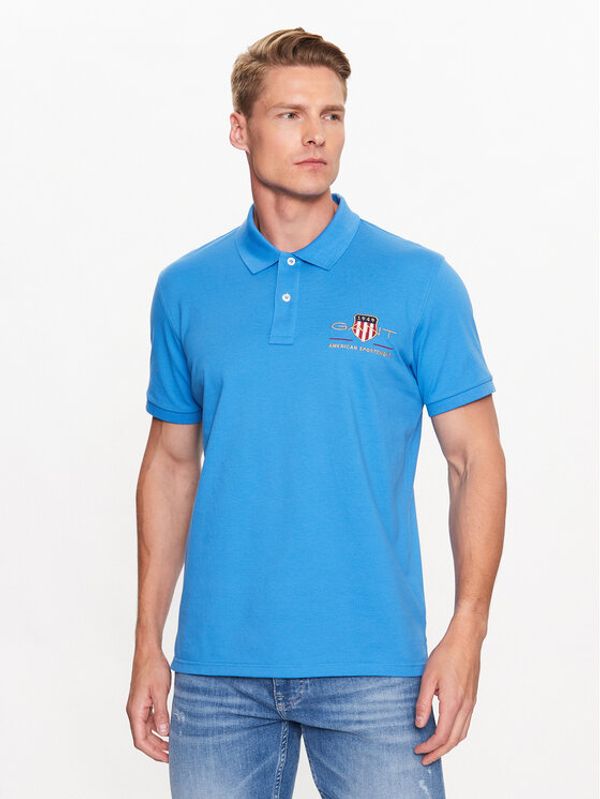 Gant Gant Тениска с яка и копчета Archive Shield 2002014 Тъмносин Regular Fit