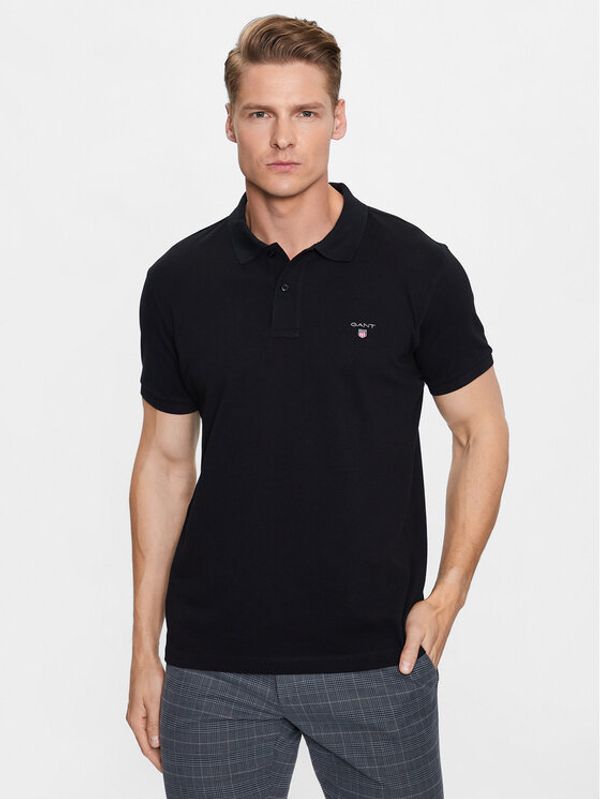 Gant Gant Тениска с яка и копчета The Original 2202 Черен Slim Fit
