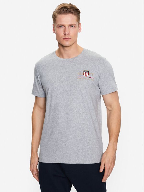 Gant Gant Тишърт Archive Shield 2003081 Сив Regular Fit