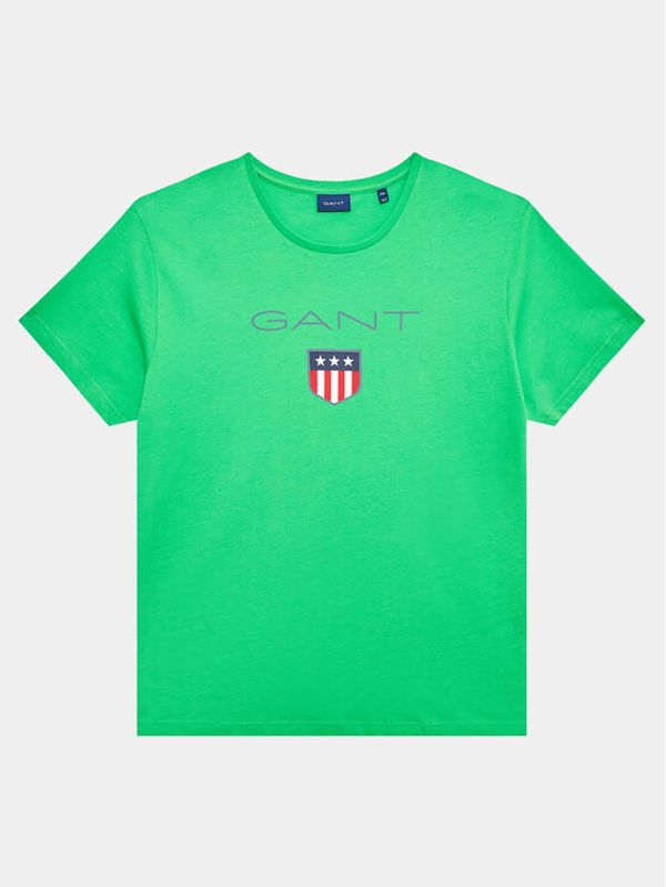 Gant Gant Тишърт Shield 2003023 Зелен Regular Fit