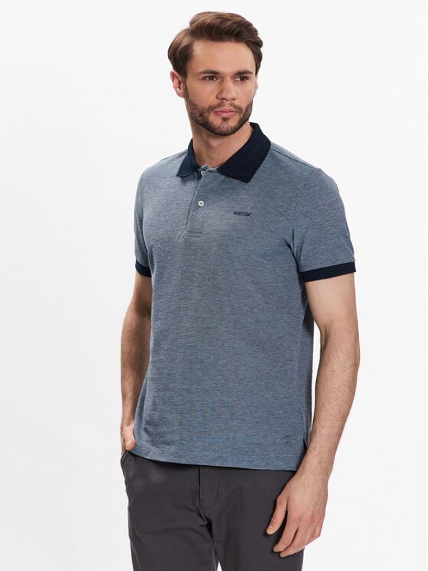 Geox Geox Тениска с яка и копчета Piquet M3510J-T3003 F1714 Тъмносин Regular Fit