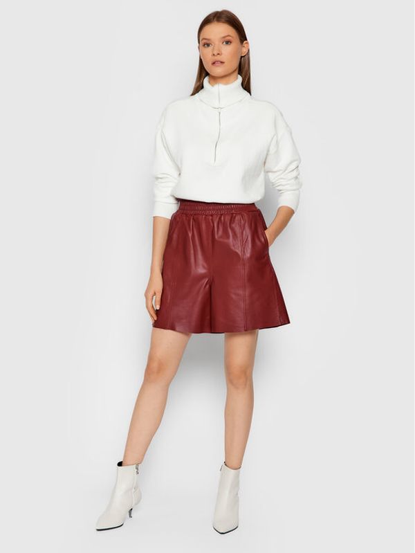 Gestuz Gestuz Кожени шорти Liljagz 10905351 Бордо Relaxed Fit