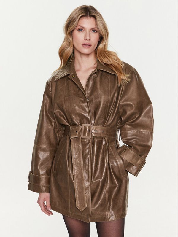 Gestuz Gestuz Кожено яке Rue 10906851 Кафяв Oversize