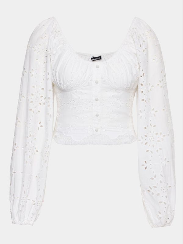 Gina Tricot Gina Tricot Блуза 19971 Бял Regular Fit