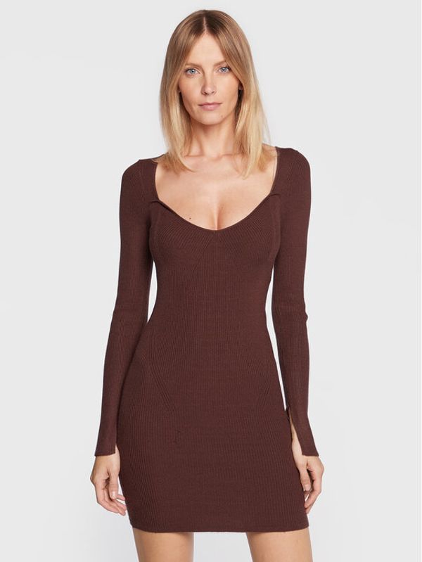 Gina Tricot Gina Tricot Плетена рокля Beverly 18449 Кафяв Slim Fit