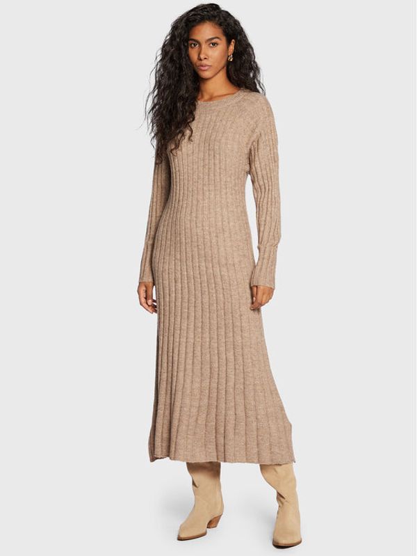 Gina Tricot Gina Tricot Плетена рокля Blanca 17577 Бежов Regular Fit