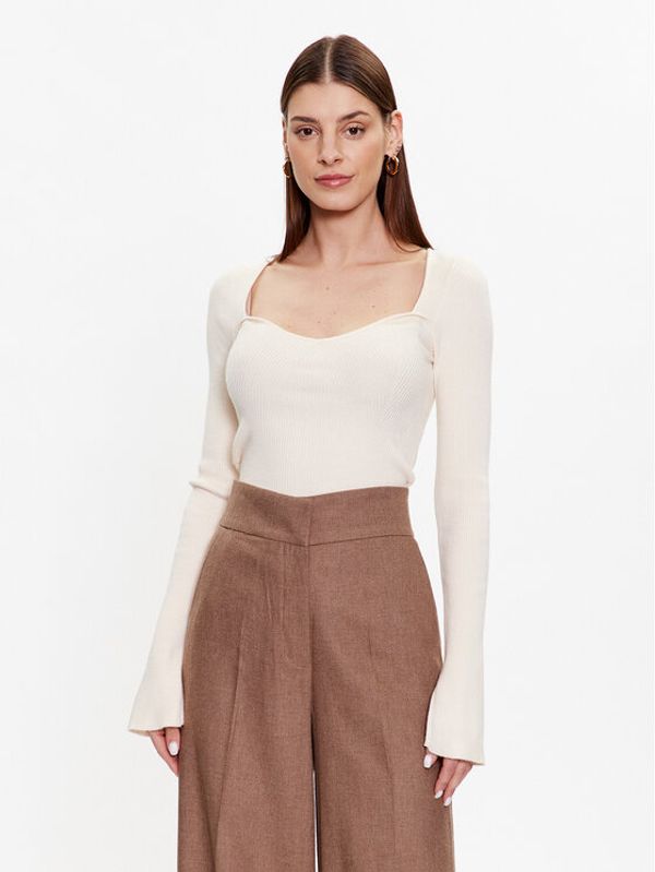 Gina Tricot Gina Tricot Пуловер Liverly 18246 Екрю Slim Fit