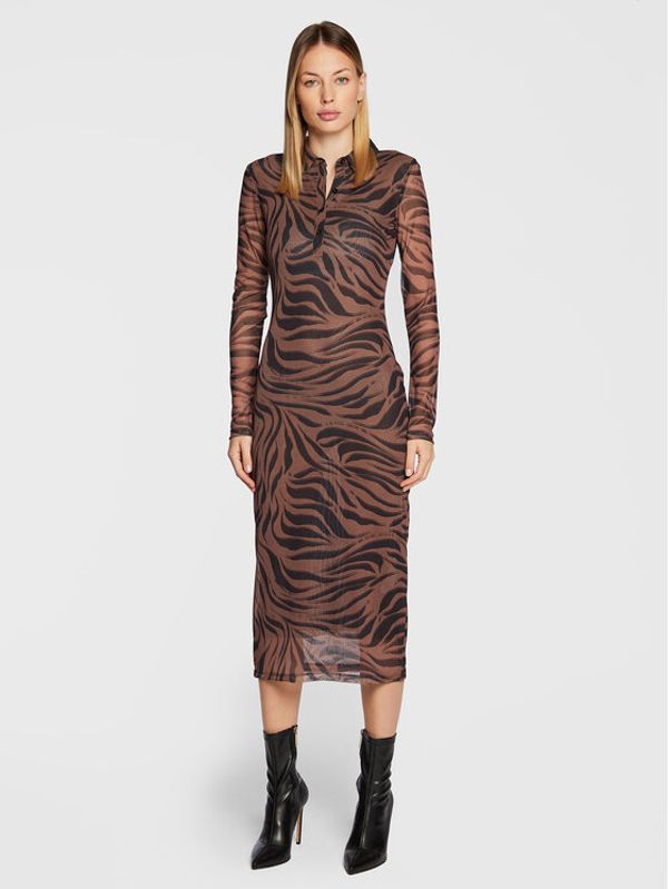 Gina Tricot Gina Tricot Рокля тип риза Eleanor 17424 Кафяв Slim Fit