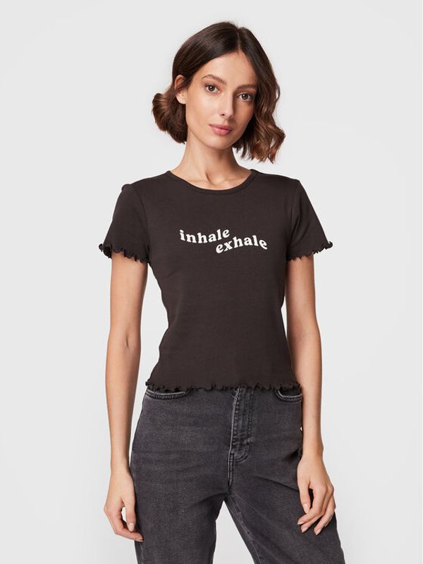 Gina Tricot Gina Tricot Тишърт Sandy 17255 Черен Slim Fit