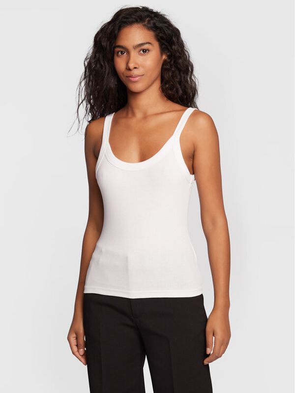 Gina Tricot Gina Tricot топ Basic 14188 Бял Slim Fit