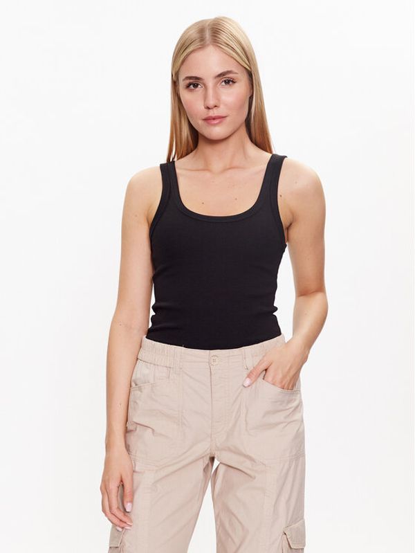 Gina Tricot Gina Tricot топ Rib tank 19105 Черен Regular Fit