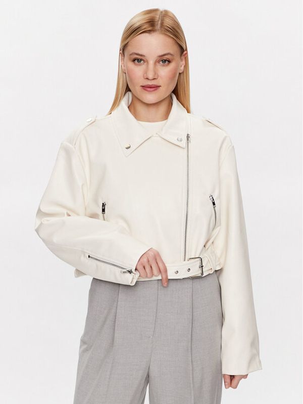 Gina Tricot Gina Tricot Яке от имитация на кожа Amalia 19206 Екрю Regular Fit