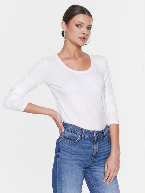 Guess Guess Блуза Adelina W3RI49 J1314 Бял Slim Fit