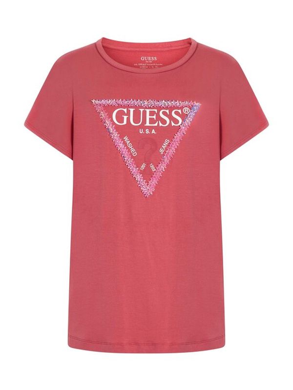 Guess Guess Блуза Flowers Triangle W3GI39 K68D2 Розов Oversize