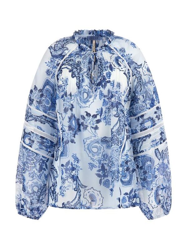Guess Guess Блуза Gilda W3GH60 WDW52 Син Relaxed Fit