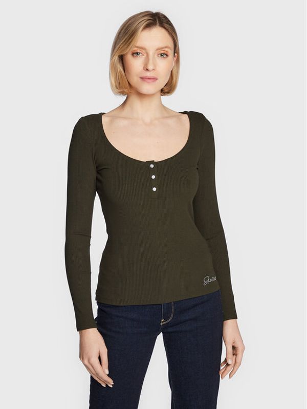 Guess Guess Блуза Karlee Jewel W2YP46 KBCO2 Зелен Slim Fit