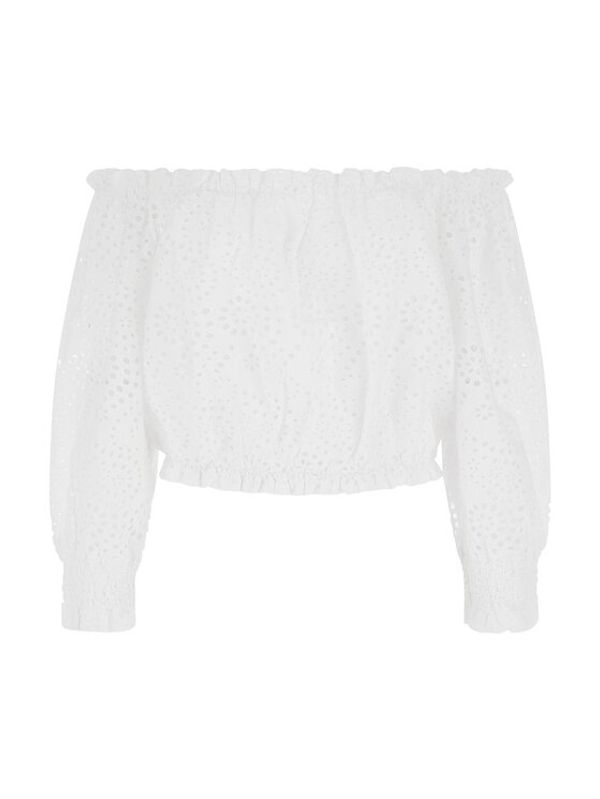 Guess Guess Блуза Rafa W3GH95 WFDC0 Бял Regular Fit