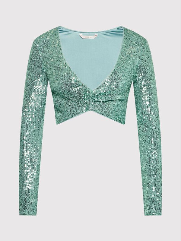 Guess Guess Блуза W2YP23 KB7P0 Зелен Slim Fit