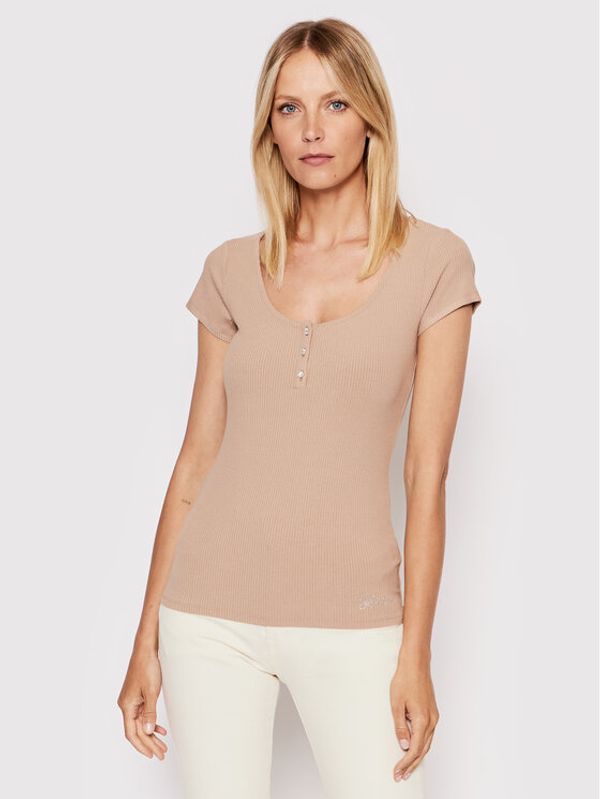 Guess Guess Блуза W2YP24 KBCO2 Бежов Slim Fit