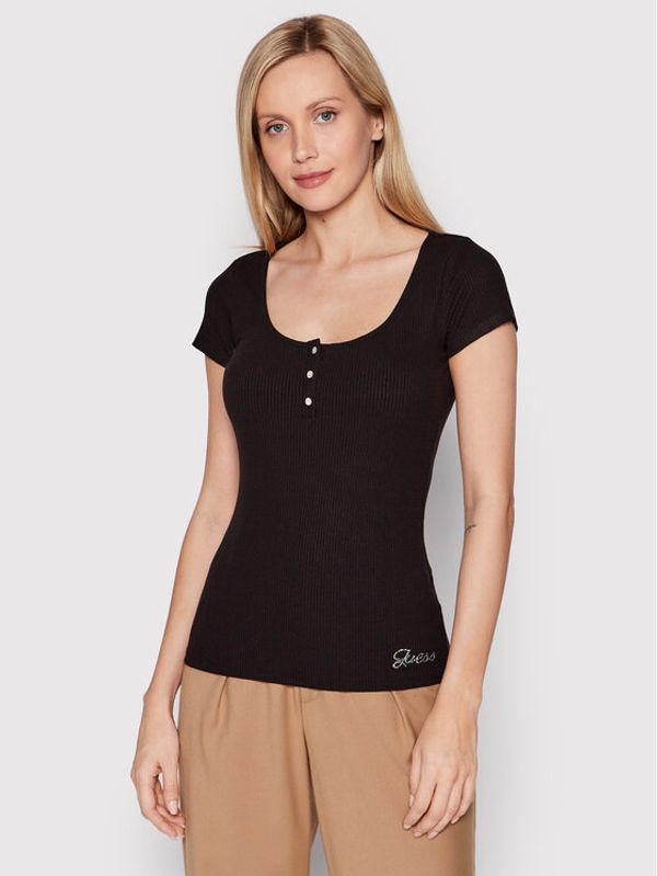Guess Guess Блуза W2YP24 KBCO2 Черен Slim Fit