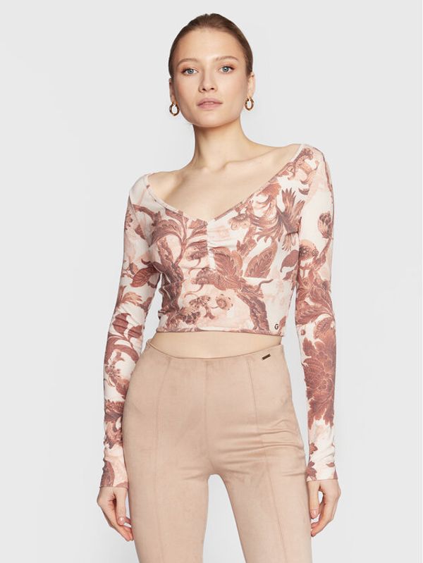 Guess Guess Блуза W3RP37 KBKW0 Бежов Slim Fit