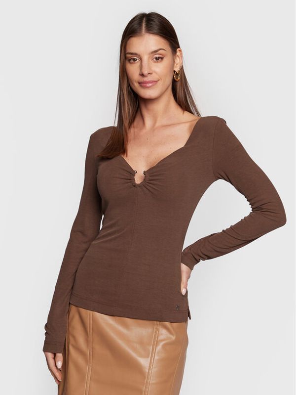 Guess Guess Блуза W3RP45 KAQL2 Кафяв Regular Fit