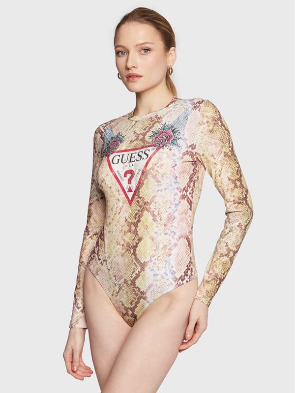 Guess Guess Боди W3RP08 K9RW1 Бежов Slim Fit