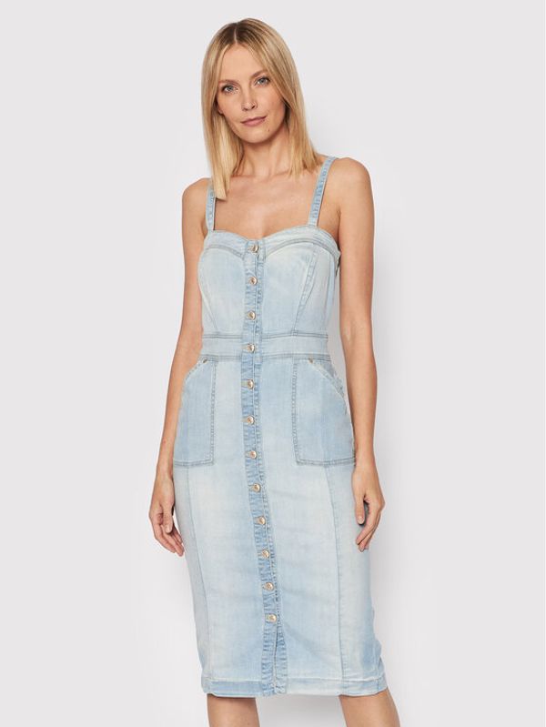 Guess Guess Дънкова рокля W2GK32 D4K94 Син Slim Fit