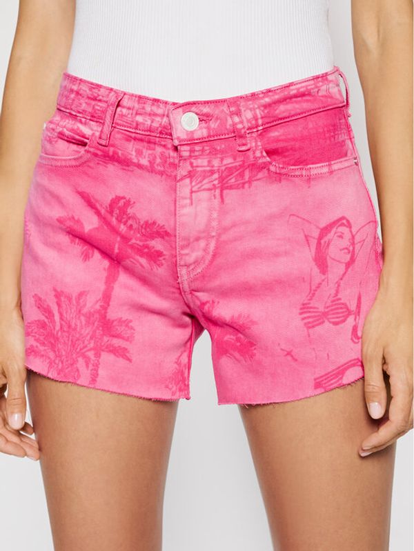 Guess Guess Дънкови шорти W1GD18 D2G6M Розов Regular Fit