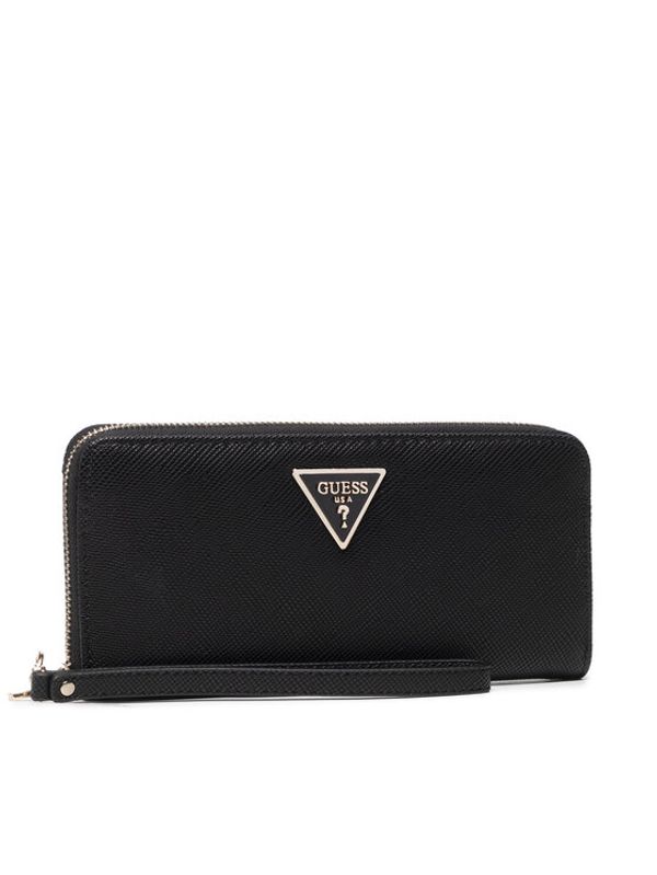 Guess Guess Голям дамски портфейл Laurel Slg Large Zip Around SWZG85 00460 Черен