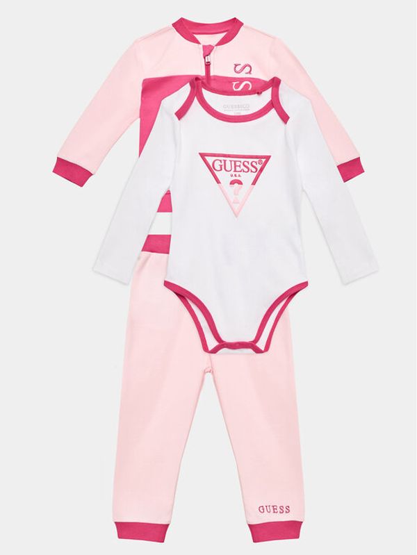 Guess Guess Кмплект суитшърт, боди и спортни панталони H3YW10 KA6W4 Розов Regular Fit