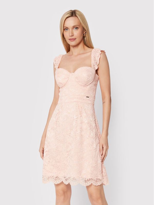 Guess Guess Коктейлна рокля W2YK70 KAQN0 Розов Slim Fit